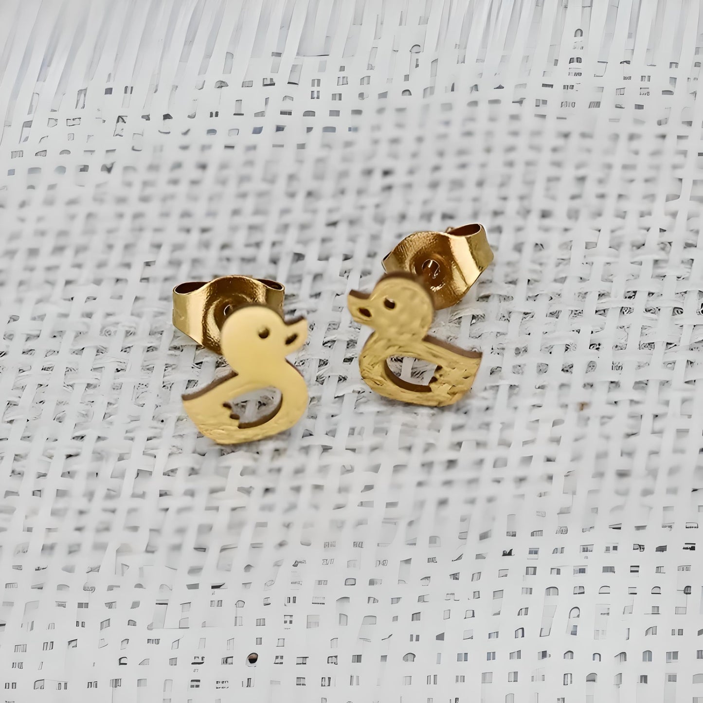 Cute Duck Stud Earrings, Gold Plated, Small Size - Gold, Silver, Black Options - Gift For Duck Lovers'