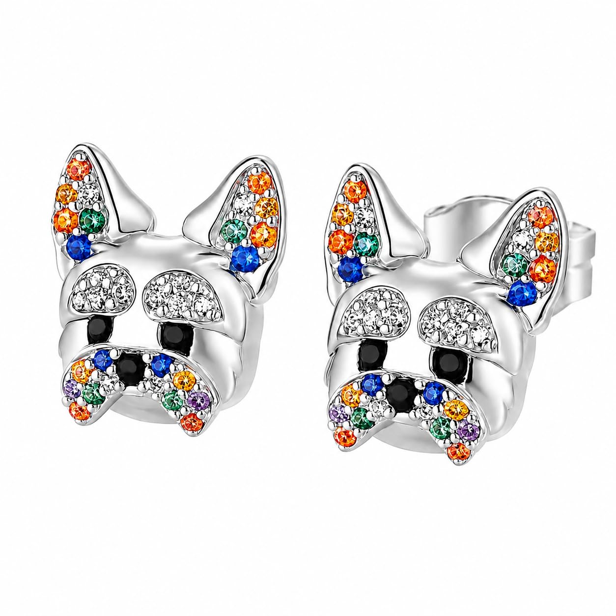 Dog Lovers' Earrings, Different Dog Breed Stud Earrings with Crystals, Rose Gold and Silver Tone - Party, Birthday, or Christmas Gift