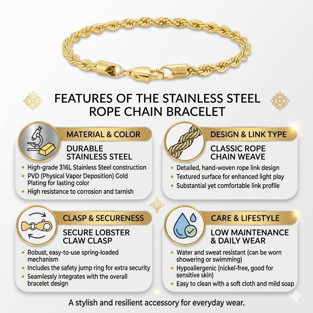 3PCS Stainless Steel Bracelets for Men Gold, Silver, Black Bracelet Twisted Cable Mens Luxury Jewelry Bracelets Gifts