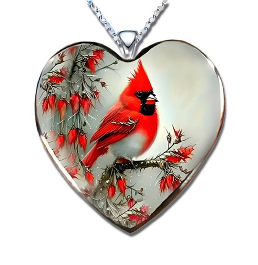 SUPAC Red Cardinal Wing Ring, and Necklaces, Silver-Plated 'I Am Always with You' Inspirational Message, Adjustable - Christmas, Party, or Birthday Gift (Standing Cardinal)
