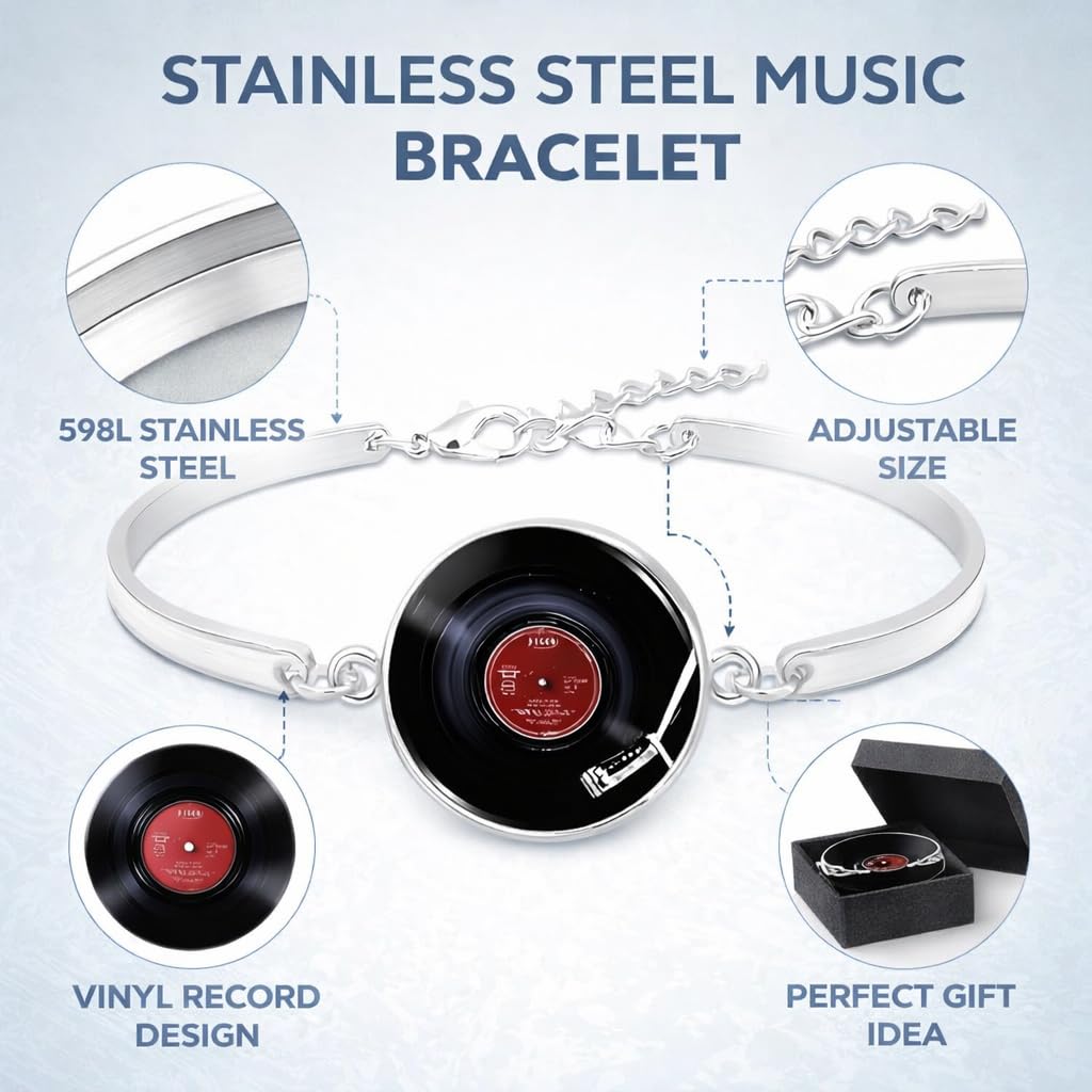 SUPAC Unique Music Record Pendant Necklace - Avant-Garde Fashion Accessory, Eye-Catching Design for Men and Women - Birthday, Christmas Gift or Personalized Jewelry
