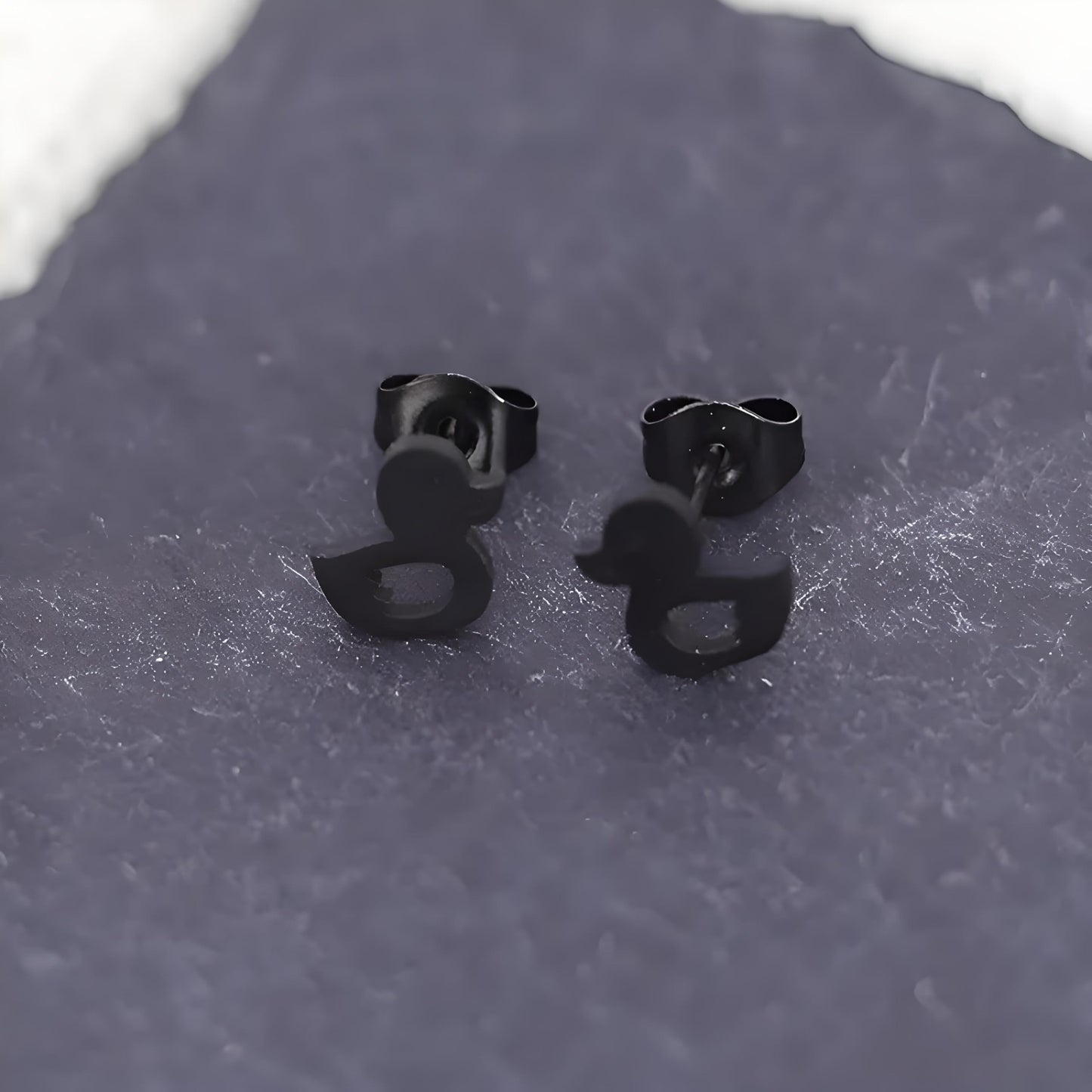 Cute Duck Stud Earrings, Gold Plated, Small Size - Gold, Silver, Black Options - Gift For Duck Lovers'