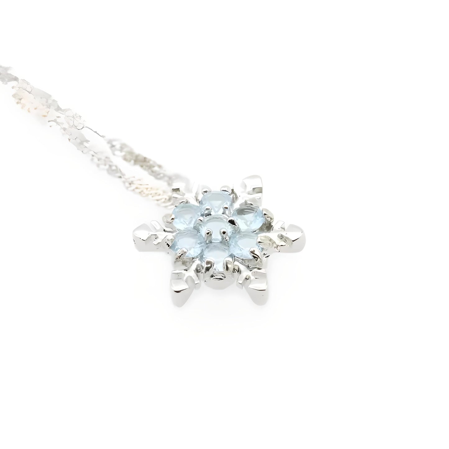 SUPAC Romantic Unique Elegant Blue Crystal Snowflake Flower Pendant Necklace Jewelry Gift- Christmas or Brithday Gift