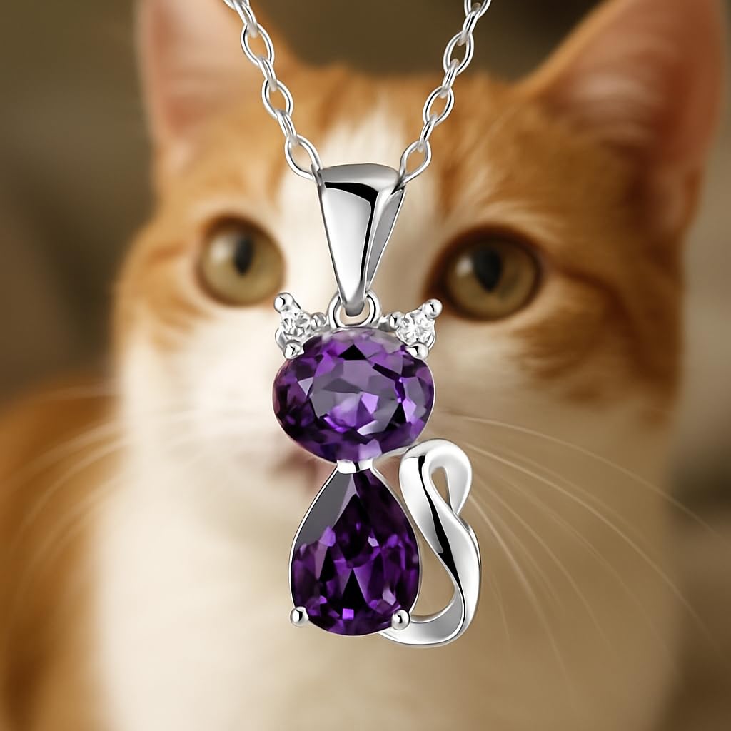 SUPAC Pink Shiny Cat Pendant Necklace Jewlery, Gift for Women or Men, Birthday, Christmas or Party Gift - Delicate Exquisite Collar Charm