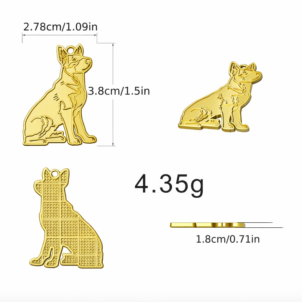 SUPAC Elegant German Shepherd Dog Keychain, Black and Gold Enamel Charm with Bell, Metal Key Ring, 1.5 x 1.09 Inch