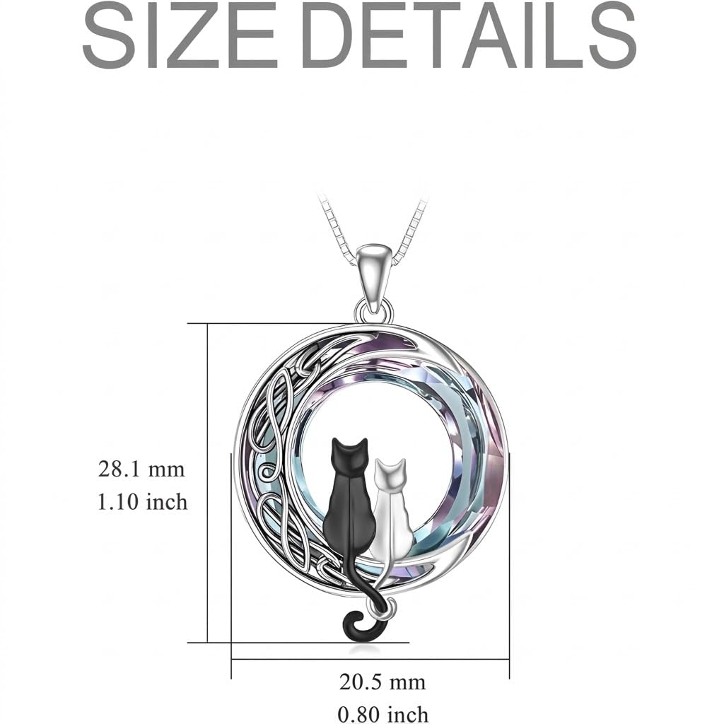 SUPAC Cute Cat Heart Necklace, With Black Kitten Sitting Together - Charming Heart Necklace in Rose Gold - Stylish Versatile Gift for Women & Party Accessory!
