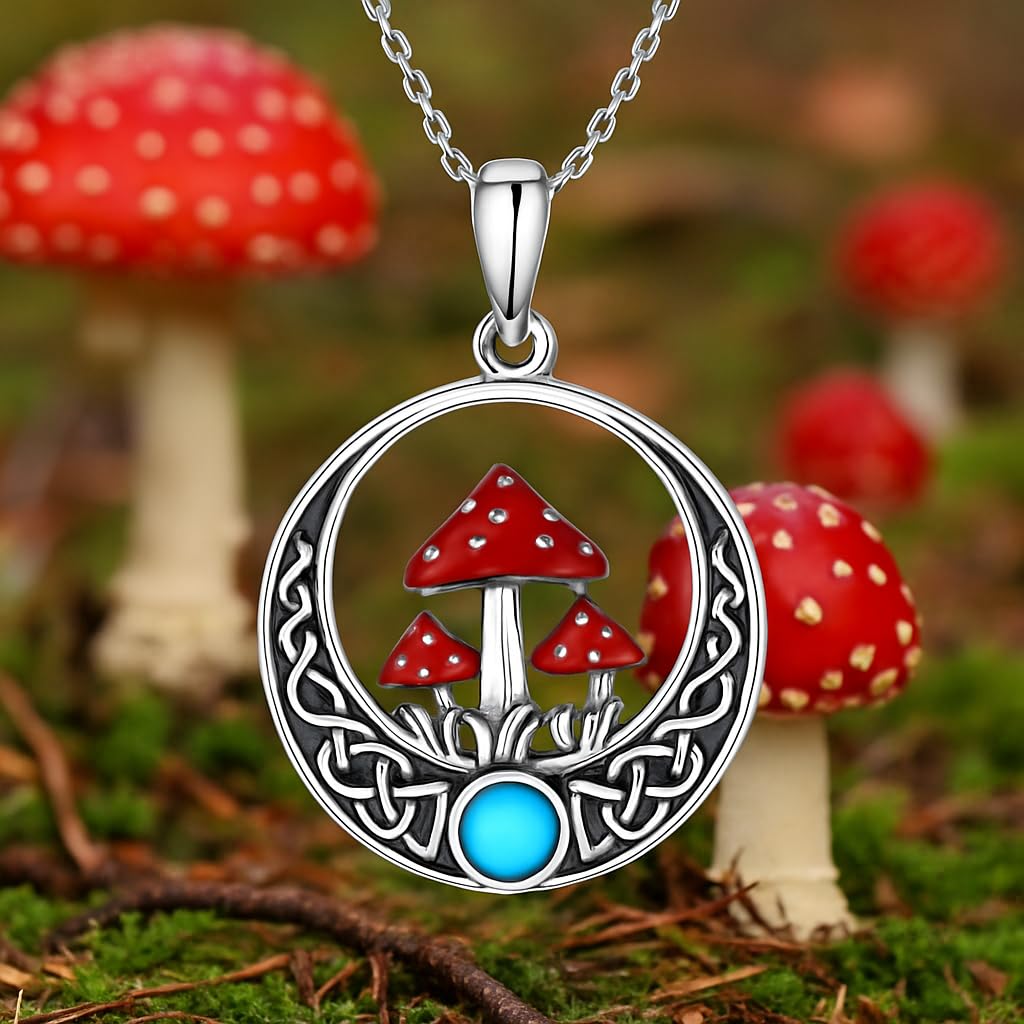 SUPAC Almost a Wonderland Mushroom and Toads Pendant Necklace, Gift for Birthday, Christmas - 3 Mushroom Variations