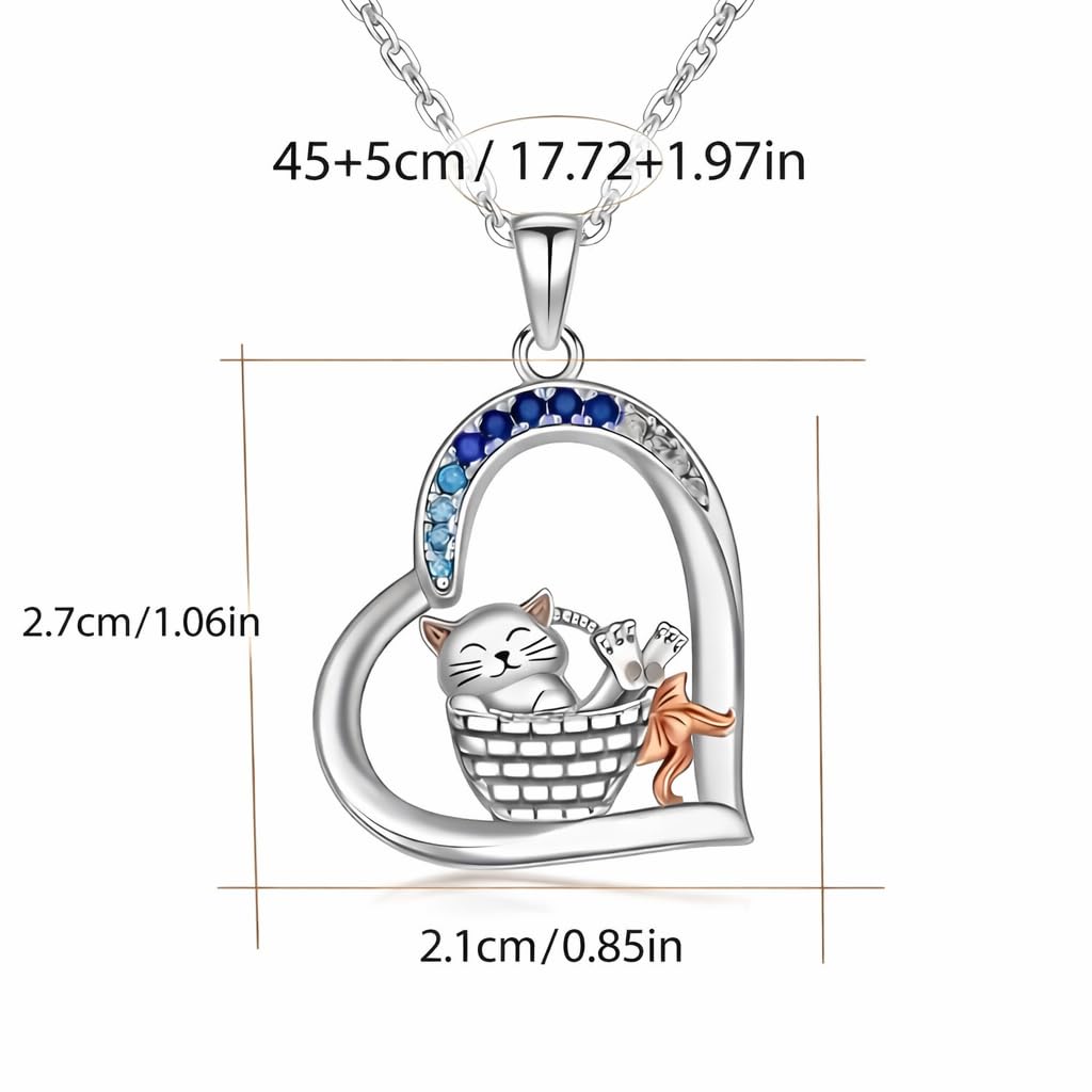 SUPAC Cute Cat Heart Necklace, With Black Kitten Sitting Together - Charming Heart Necklace in Rose Gold - Stylish Versatile Gift for Women & Party Accessory!