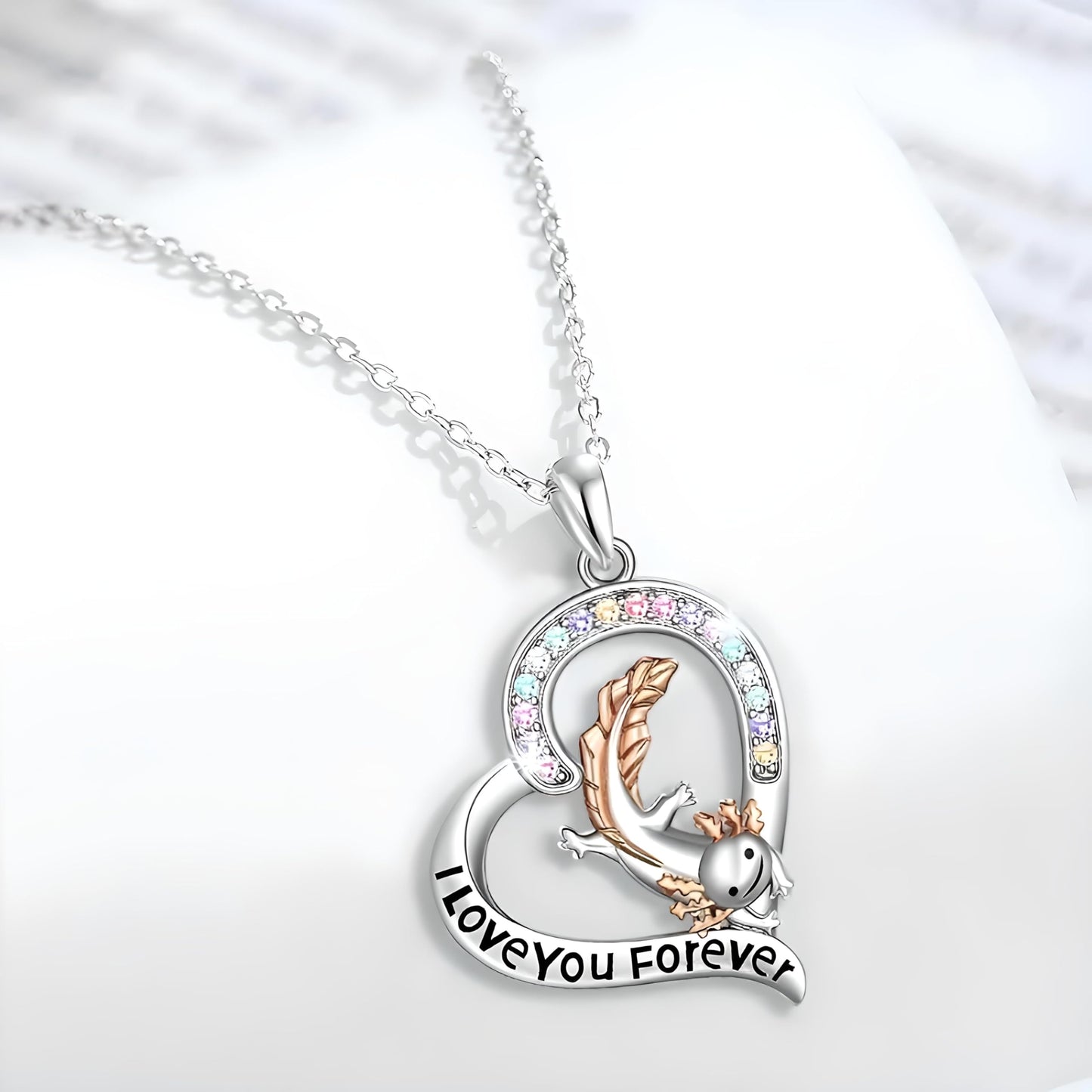 SUPAC Wayfish Exquisite Creative Sparkling Versatile Fashion Necklace, Engraved 'I Love You Forever'- Elegant Commemorative Gift, Great Birthday, Christmas, and Party Favor Gift