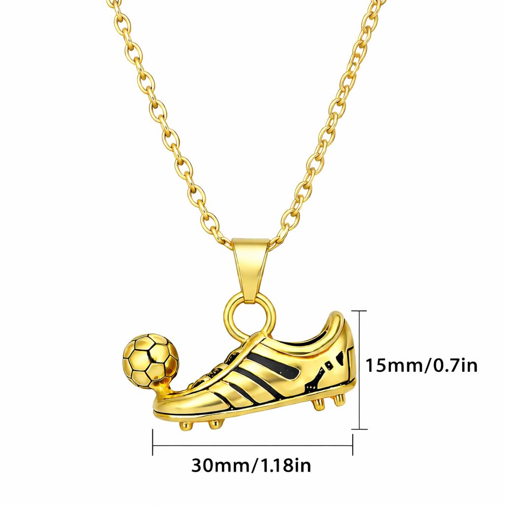 Soccer Cleats and Ball Silver or Gold Necklace – Show Your Love for the Beautiful Game!", - Score Style Points On and Off the Field! Stainless Steel Soccer Fan Pendant - Hip-Hop Street Style Necklace, Durable & Fashion-Forward SUPAC