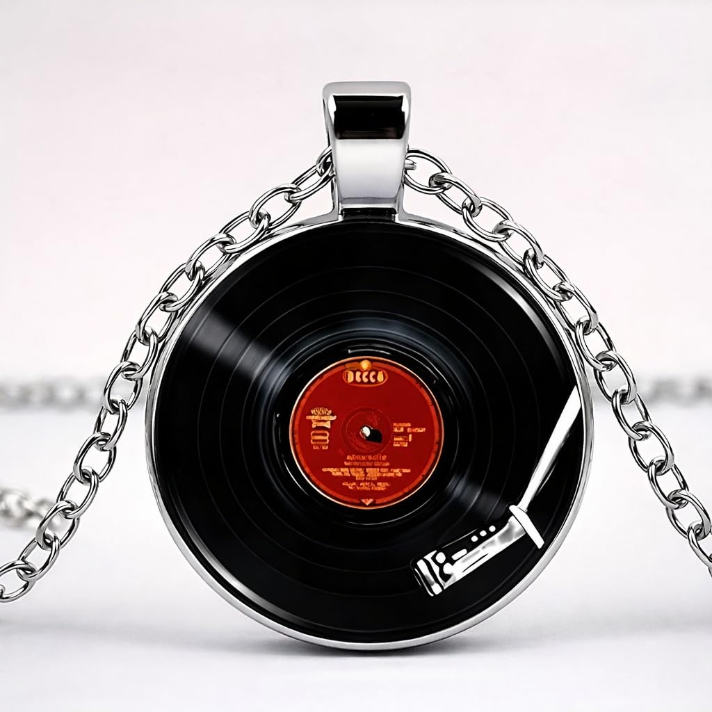 SUPAC Unique Music Record Pendant Necklace - Avant-Garde Fashion Accessory, Eye-Catching Design for Men and Women - Birthday, Christmas Gift or Personalized Jewelry
