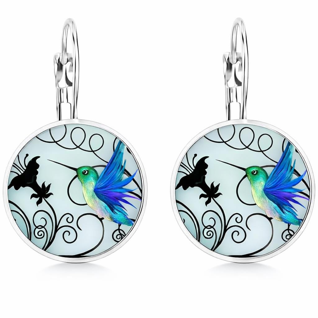 SUPAC Stunning Hummingbird Pendant Necklace - Two Humming Birds Searching for Flower - Fashionable Alloy Jewelry with Delicate Details - Birthday, Party, Gift Idea for Her