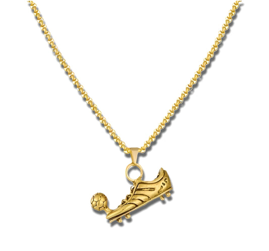 Soccer Cleats and Ball Silver or Gold Necklace – Show Your Love for the Beautiful Game!", - Score Style Points On and Off the Field! Stainless Steel Soccer Fan Pendant - Hip-Hop Street Style Necklace, Durable & Fashion-Forward SUPAC