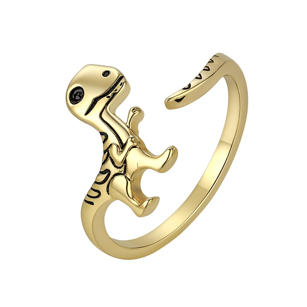 SUPAC Dinosaur T-Rex Adjustable Ring, Stainless Steel Cute Cartoon Design - Gift for Dinosaur Lovers