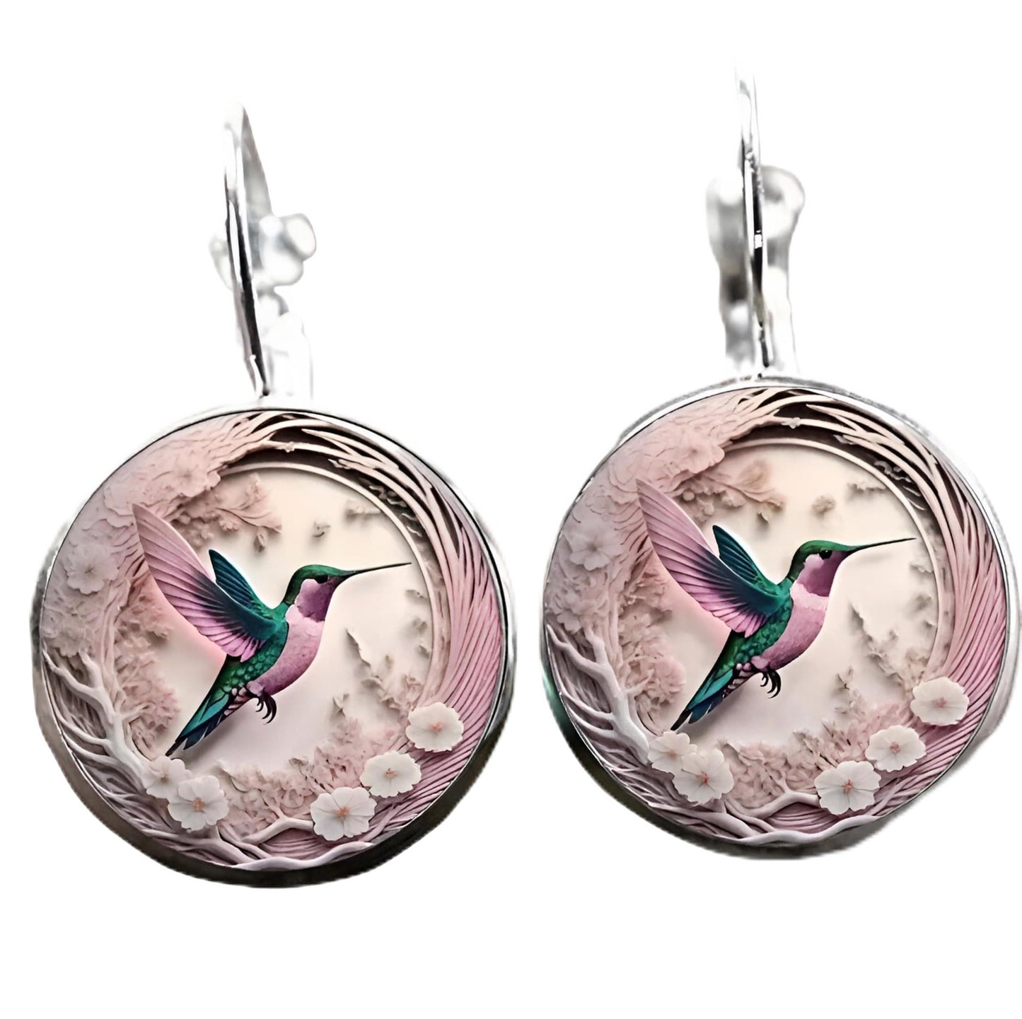 SUPAC Stunning Hummingbird Pendant Necklace - Two Humming Birds Searching for Flower - Fashionable Alloy Jewelry with Delicate Details - Birthday, Party, Gift Idea for Her