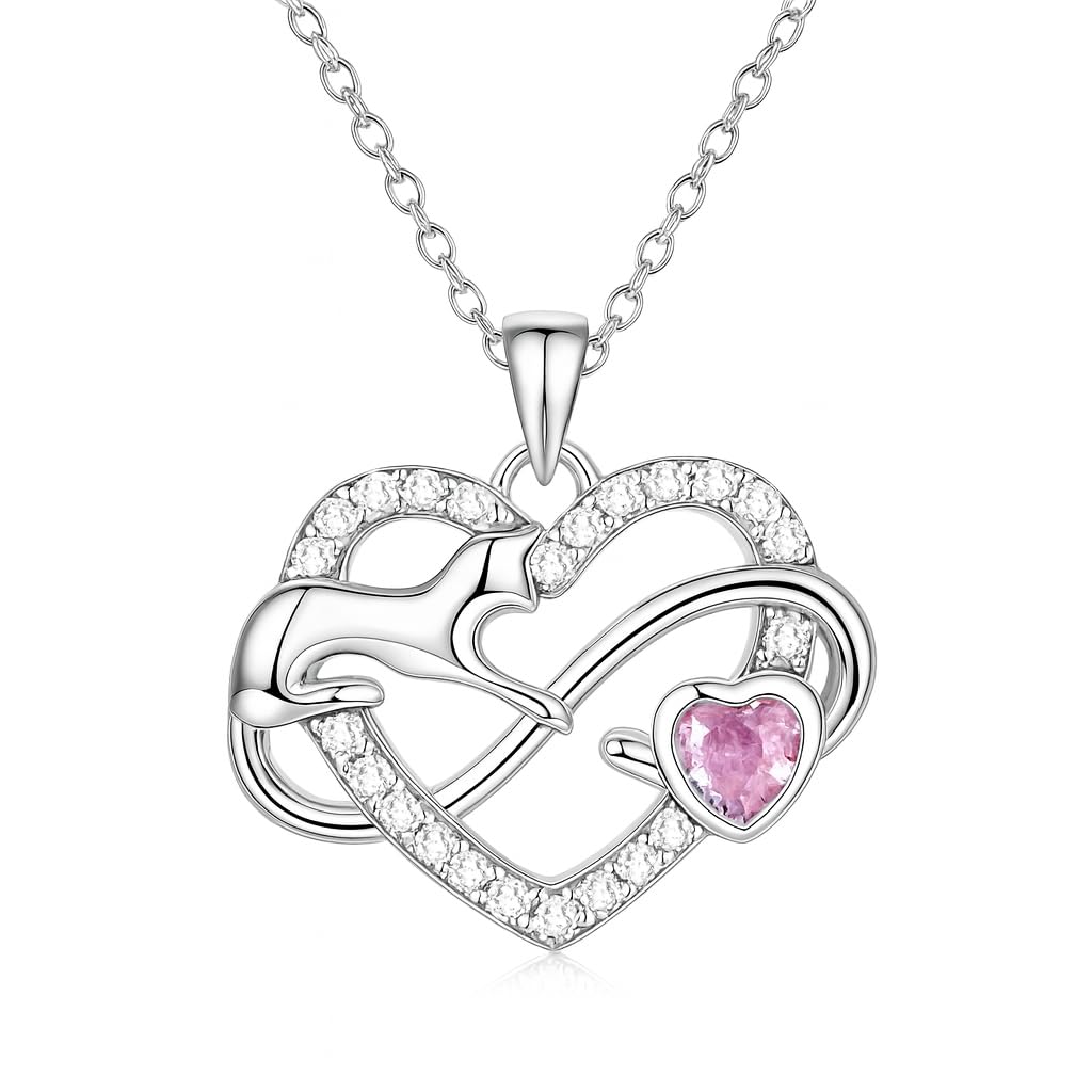 SUPAC Cute Cat Heart Necklace, With Black Kitten Sitting Together - Charming Heart Necklace in Rose Gold - Stylish Versatile Gift for Women & Party Accessory!