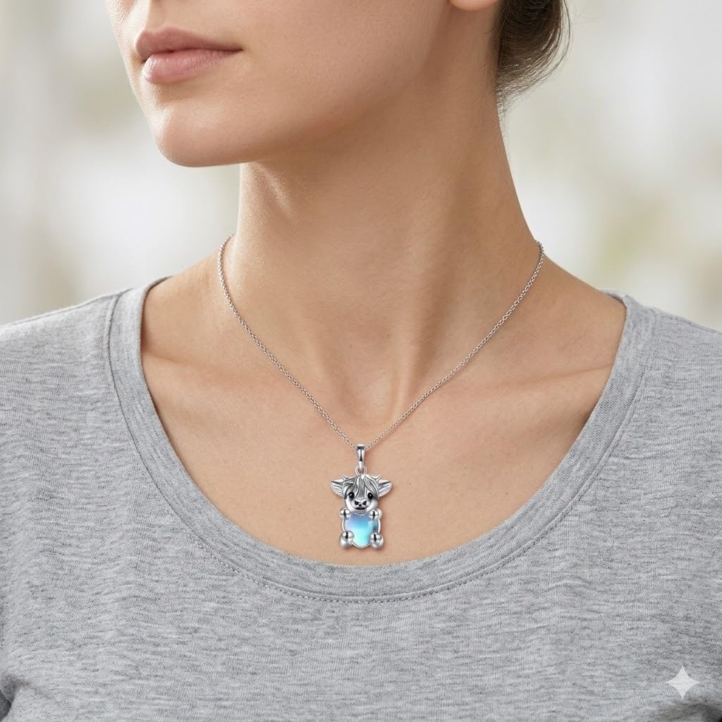 SUPAC Unique & Fashionable Cartoon Cow Necklace with Flower Pendant in White K