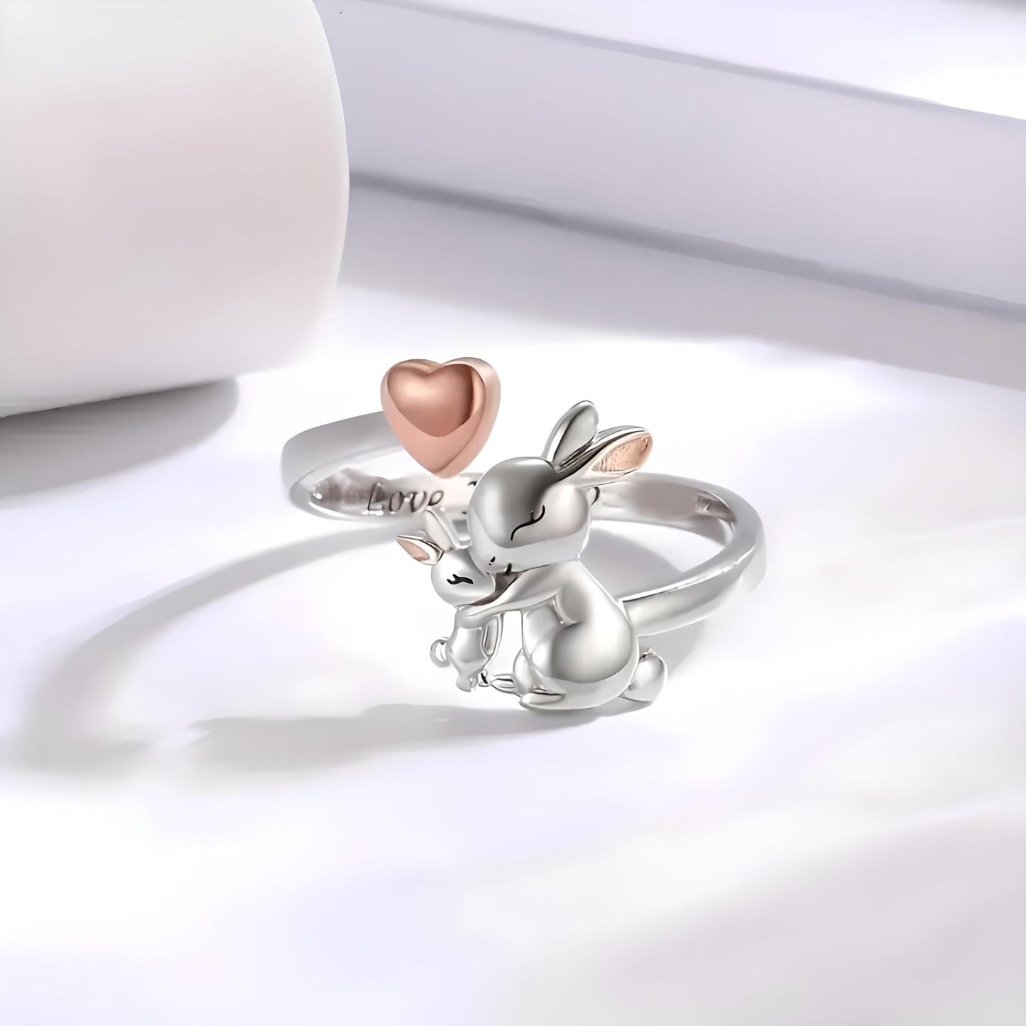 Silver Mom Daughter Adjustable Animal Ring Love Heart Animal Rings Jewelry Mother's Day Gifts for Women Wife Nana 6+ Variaitons