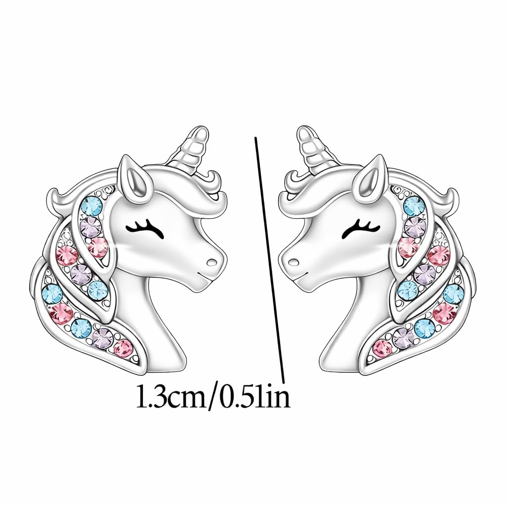 SUPAC Unicorn Crystal Jewelry Set, Moon Necklace, Earrings, Ring and Bracelet, Silver - Unicorn Jewerly Gift