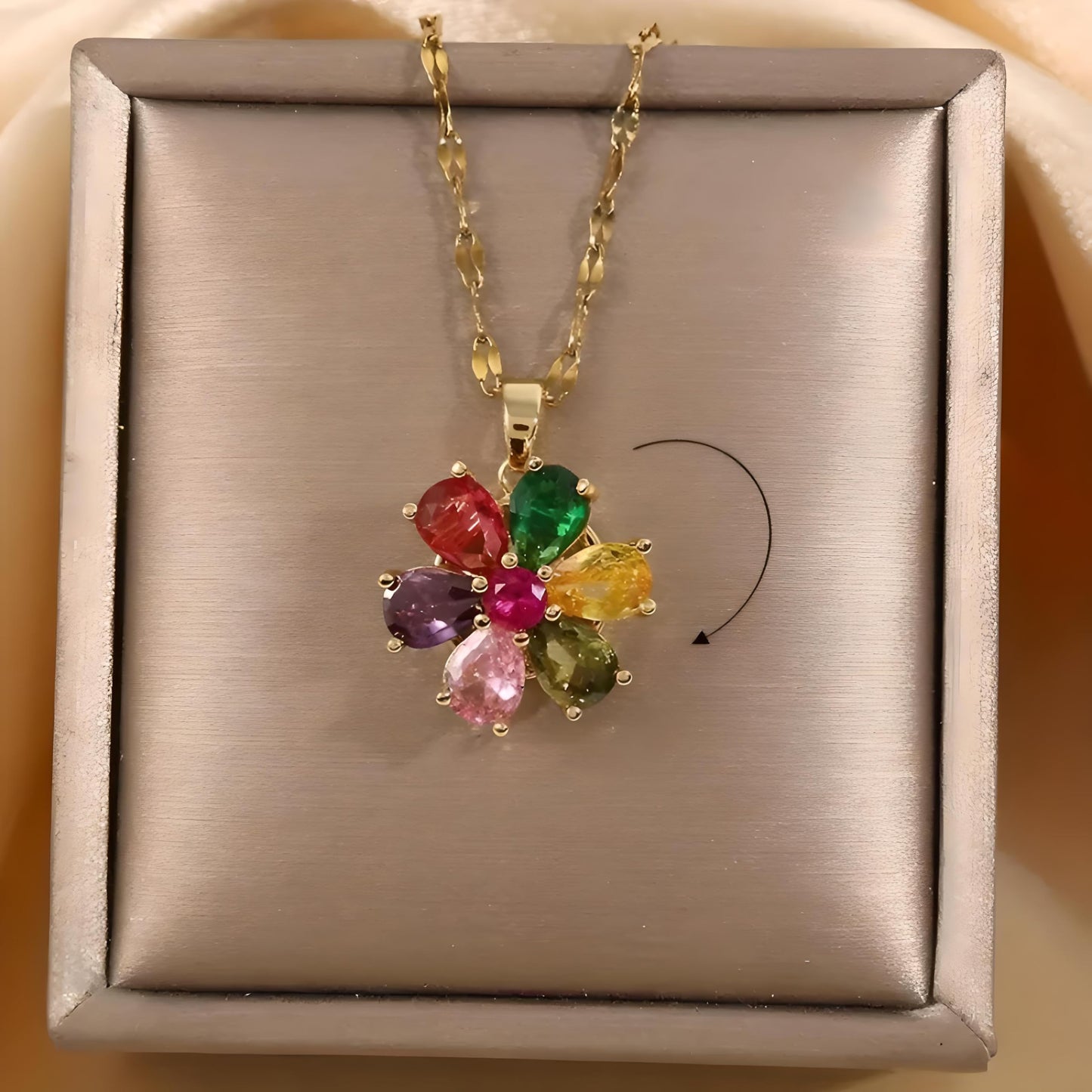 SUPAC Exquisite 360° Rotatable White Blossom Pendant Necklace - Fashion Decompression Jewelry with Adjustable Chain - Birthday Gift for Women, Lovers, Friends, and Family