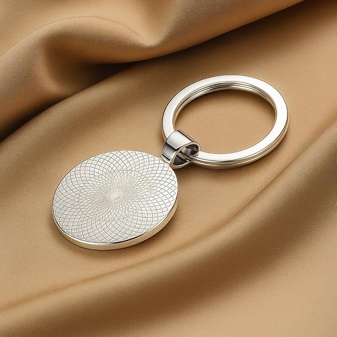 Shih Tzu Dog Lovers' Keychain, Different Puppy Breeds Portrait Round Glass Keychain, Silver Metal Frame, 1.06 Inch Diameter