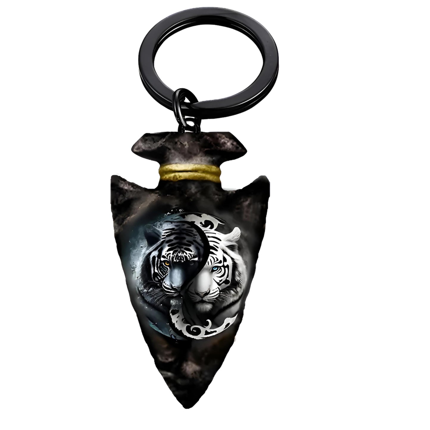 SUPAC Eagle Design Arrowhead Keychain, Black Metal, Night Sky