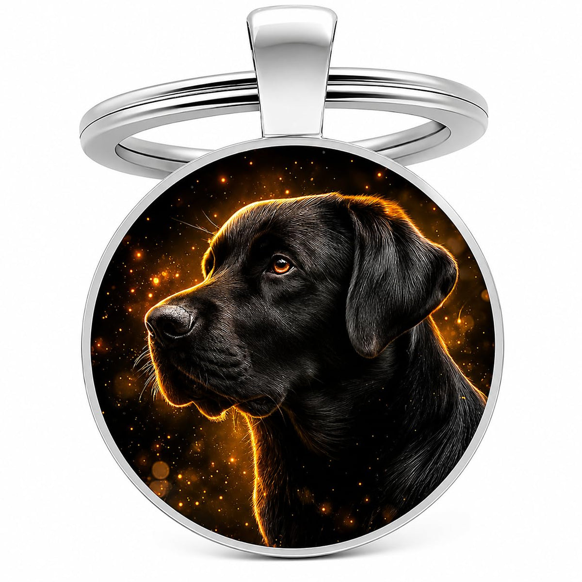 SUPAC Dog Lovers' Keychain, Puppy Breed Portrait, Silver Frame
