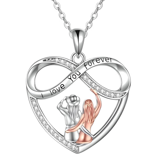 Country Heart Necklace, Infinity Heart Pendant Necklace, Horse Shoe, with 'I Love You Forever' Engraving, Country Women's Jewelry
