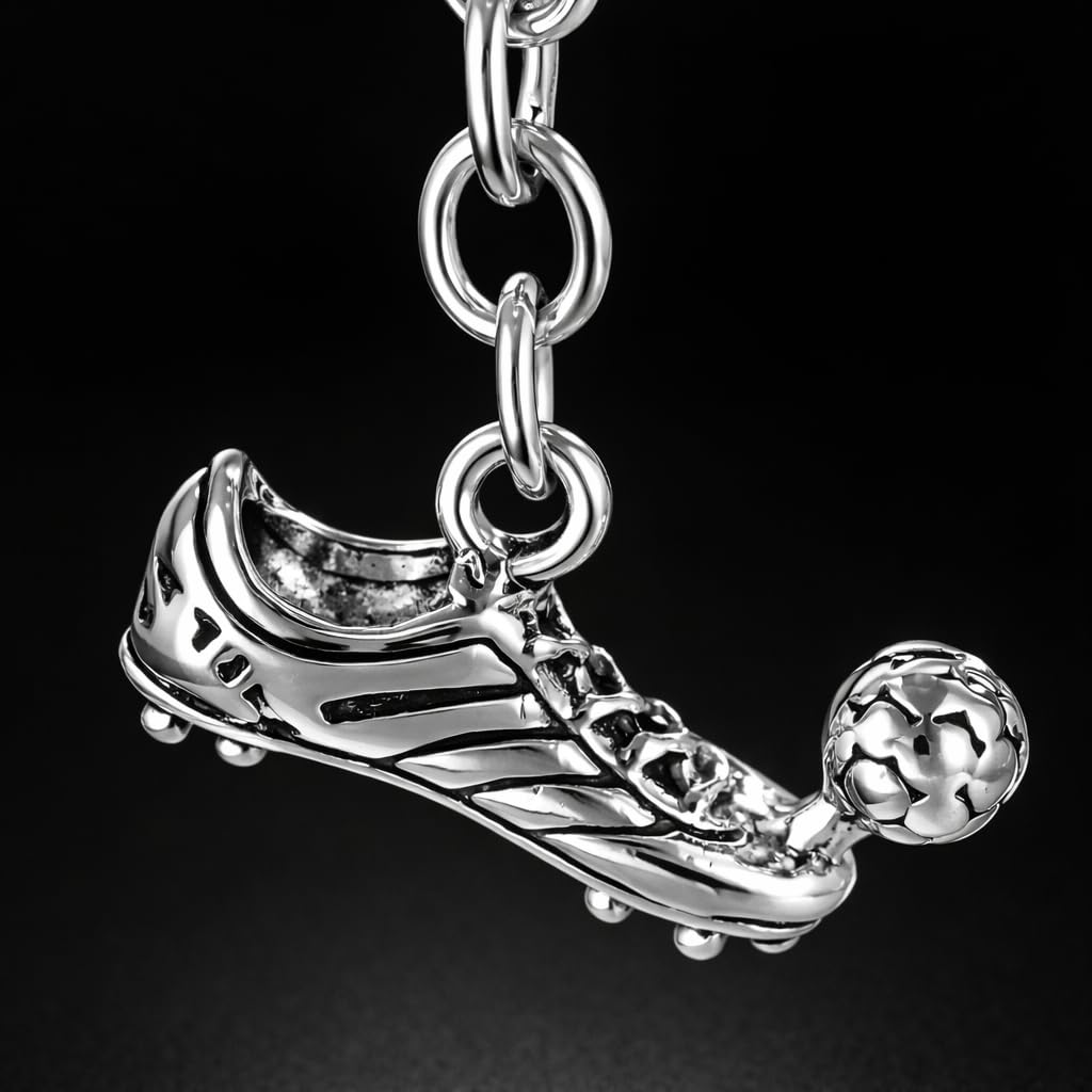 Soccer Cleats and Ball Silver or Gold Necklace – Show Your Love for the Beautiful Game!", - Score Style Points On and Off the Field! Stainless Steel Soccer Fan Pendant - Hip-Hop Street Style Necklace, Durable & Fashion-Forward SUPAC