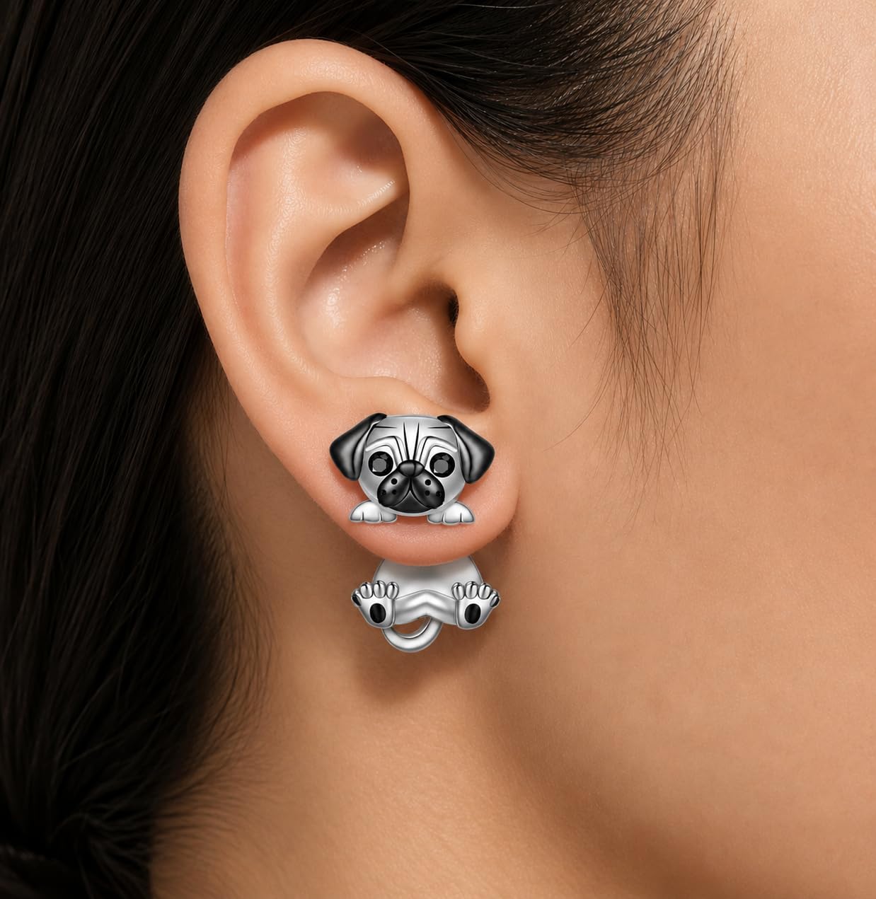 Dog Lovers' Earrings, Different Dog Breed Stud Earrings with Crystals, Rose Gold and Silver Tone - Party, Birthday, or Christmas Gift