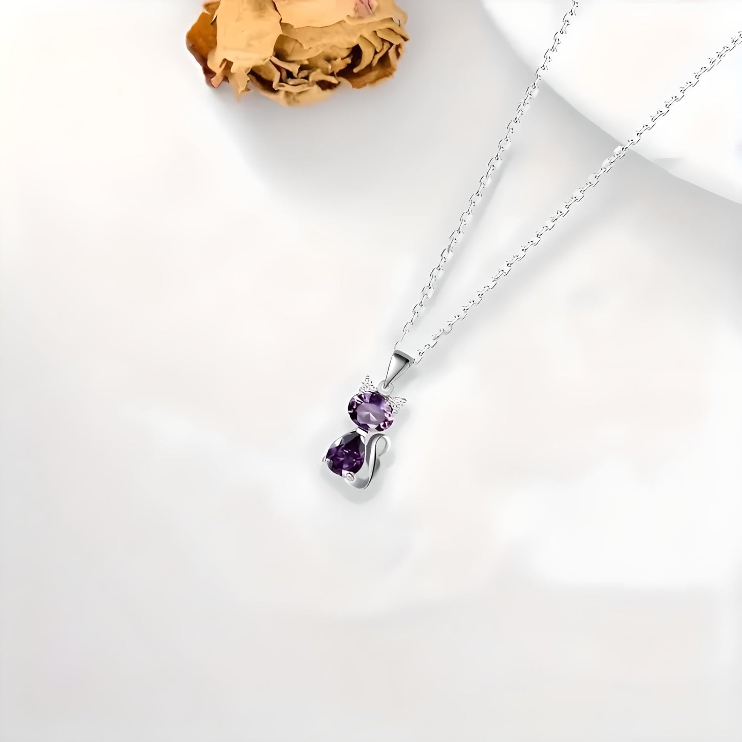 SUPAC Pink Shiny Cat Pendant Necklace Jewlery, Gift for Women or Men, Birthday, Christmas or Party Gift - Delicate Exquisite Collar Charm