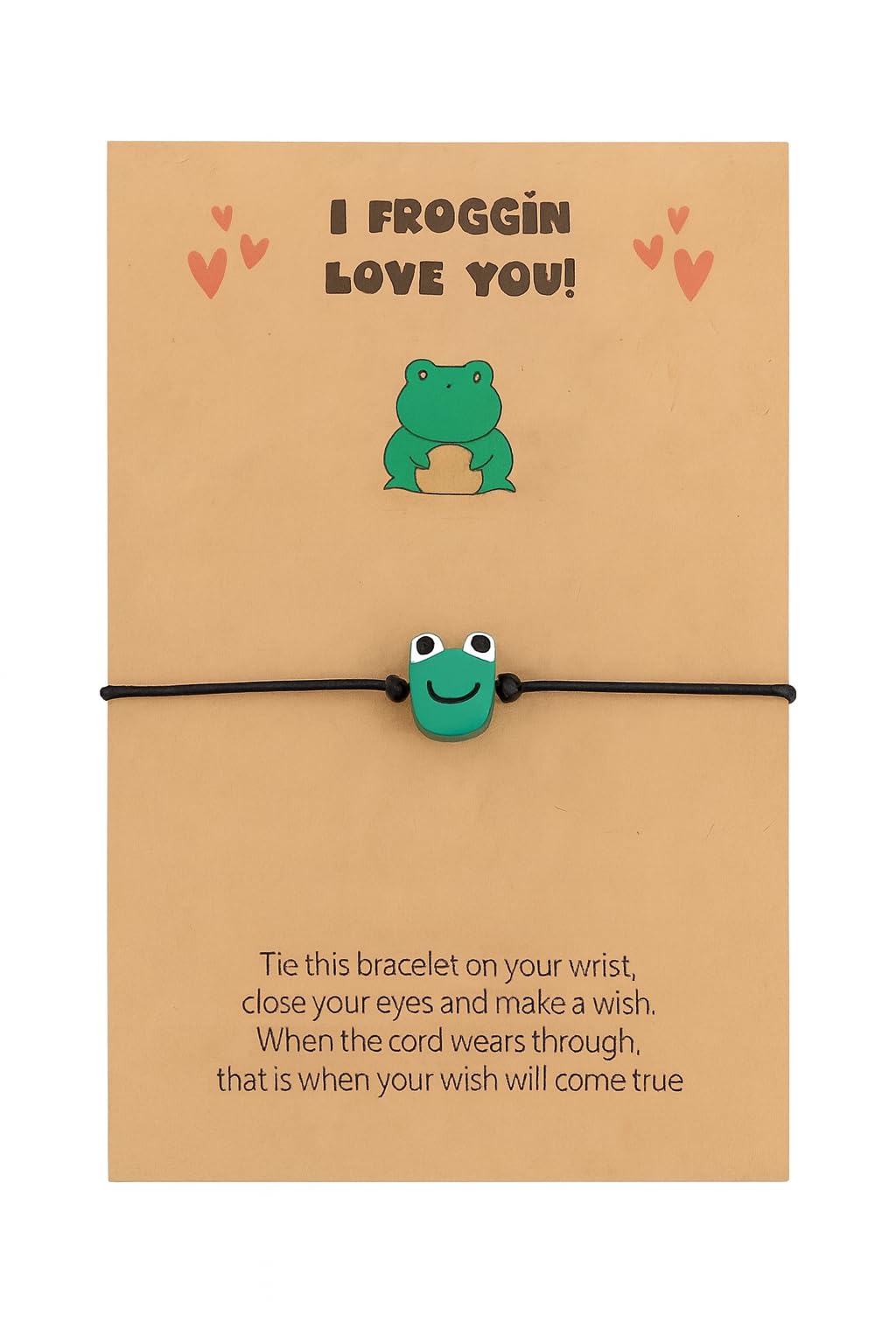 SUPAC Animal and Sport Friendship Bracelet, Always Bee You Wish Bracelet, Black Adjustable String, Decorative Animal Charms, 6.2-11.8 inches (Green Frog)