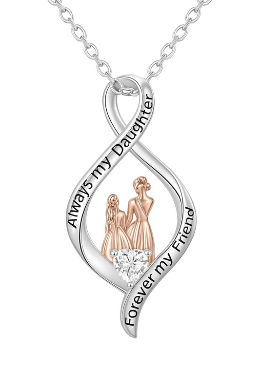 SUPAC Elegant Mother-Daughter Necklace - Always my Daughter, Forever my Friend, Symbolic Pendant Chain, Stainless Steel, Gift For Birthday, Christmas