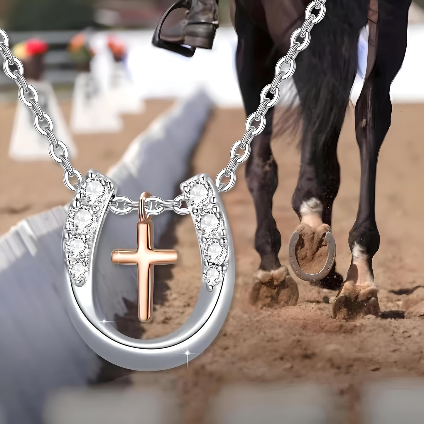 Country Heart Necklace, Infinity Heart Pendant Necklace, Horse Shoe, with 'I Love You Forever' Engraving, Country Women's Jewelry