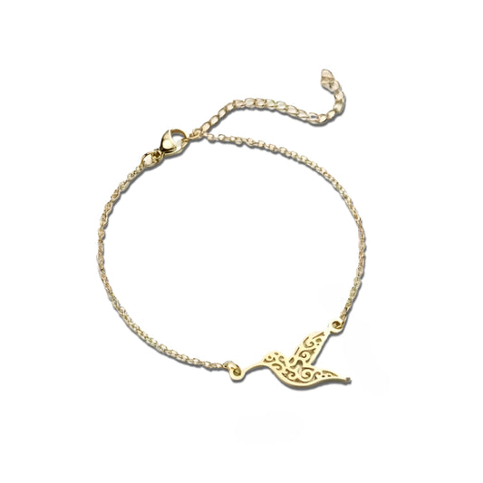 Dainty Hummingbird Chain Bracelet, Gold-Tone, 6.5-8.1 Inches Adjustable Length