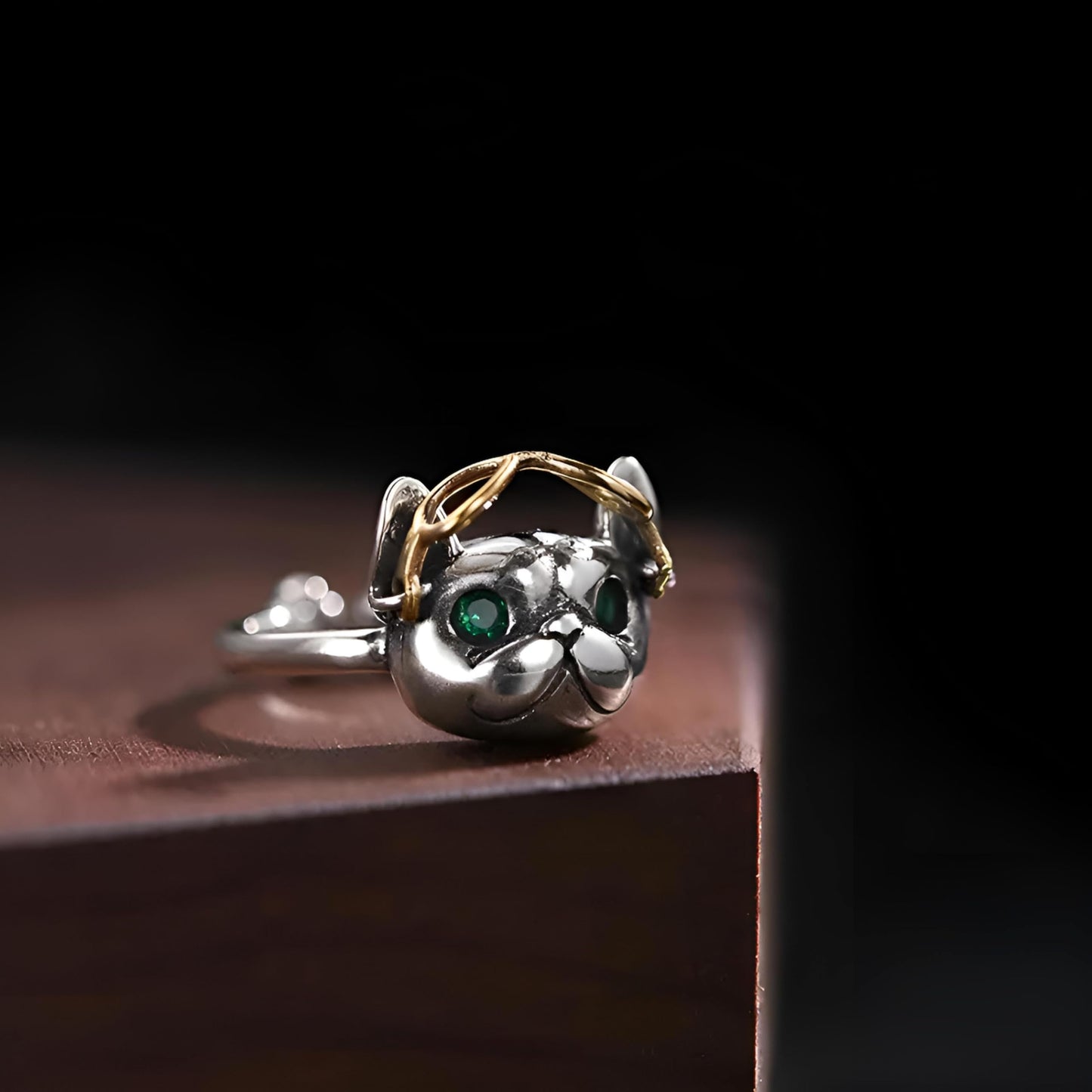 SUPAC Silver Cat Ring for Men or Women, Sleeping Kitty, Unique Zinc Alloy Design, Antique Silver Plating - Adjustbale Stainless Steel Silver Cat Ring - Christmas or Birthday Gift