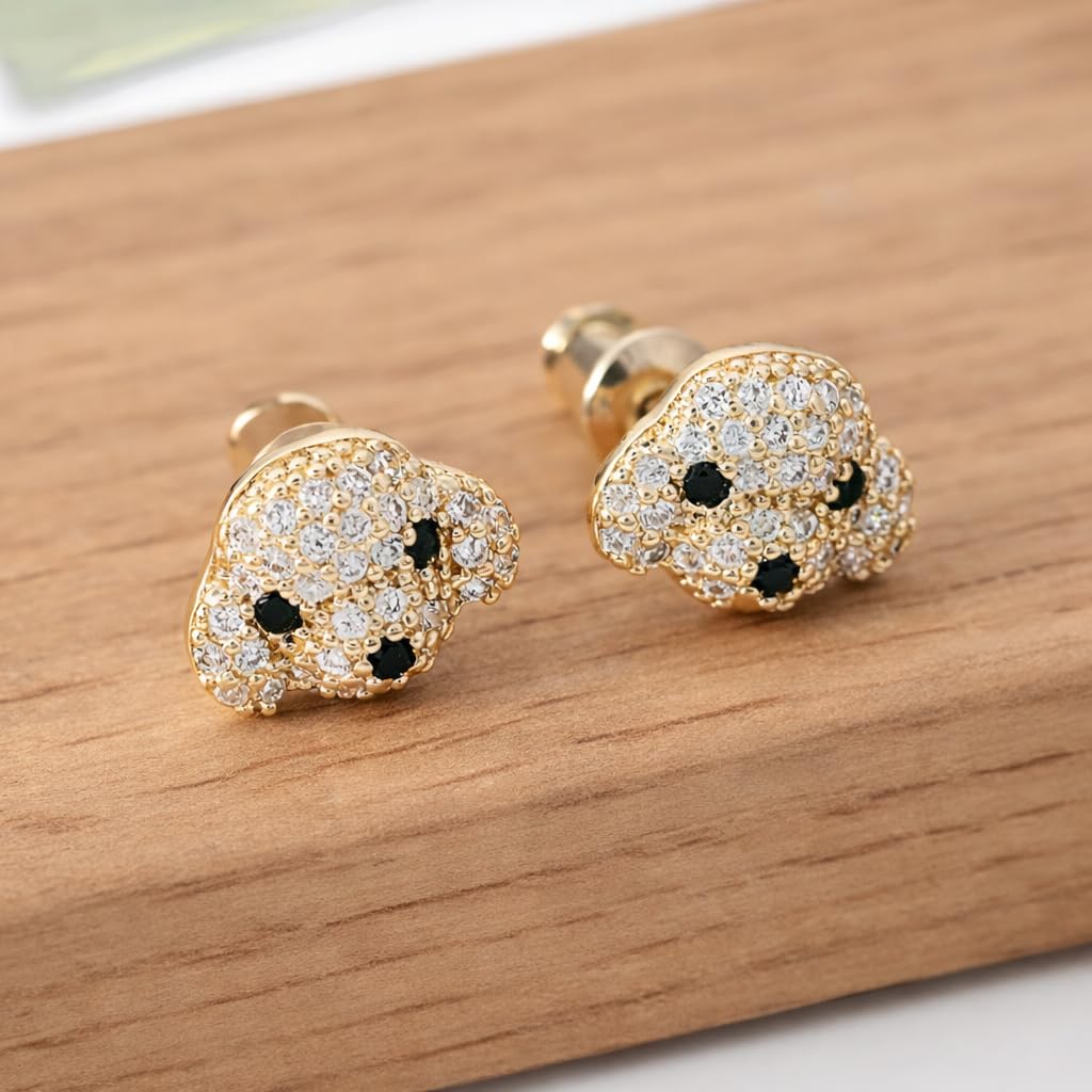 Dog Lovers' Earrings, Different Dog Breed Stud Earrings with Crystals, Rose Gold and Silver Tone - Party, Birthday, or Christmas Gift