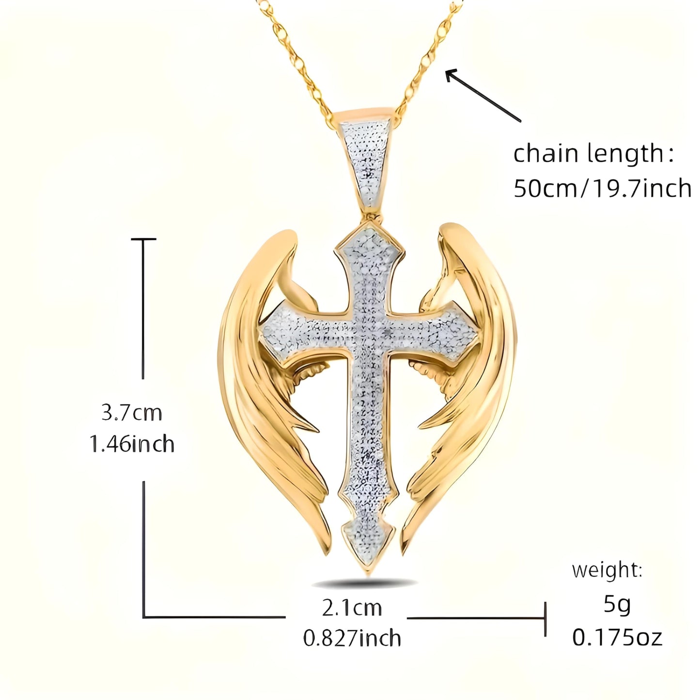 Exquisite Golden Angel Cross Pendant Necklace for Men - Elegant Religious Jewelry for Christmas, Birthday Gifts - Unique Faith Symbol with Durable Chain