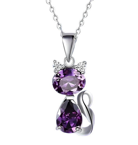 Pink Shiny Cat Pendant Necklace Jewlery, Gift for Women or Men, Birthday, Christmas or Party Gift - Delicate Exquisite Collar Charm