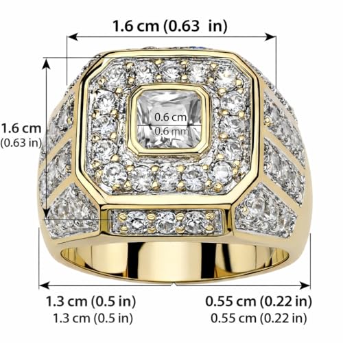 SUPAC Men's Party Ring with Rhinestone Gems: Sparkling Simulated Diamond Ring, Alloy-crafted, Gold-Plated for Exquisite Shine - the Ideal Hip-Hop Style Accessory for Social Events & Daily Wear