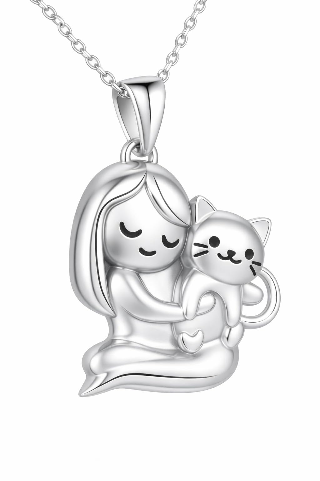 SUPAC Cute Cat Heart Necklace, With Black Kitten Sitting Together - Charming Heart Necklace in Rose Gold - Stylish Versatile Gift for Women & Party Accessory!