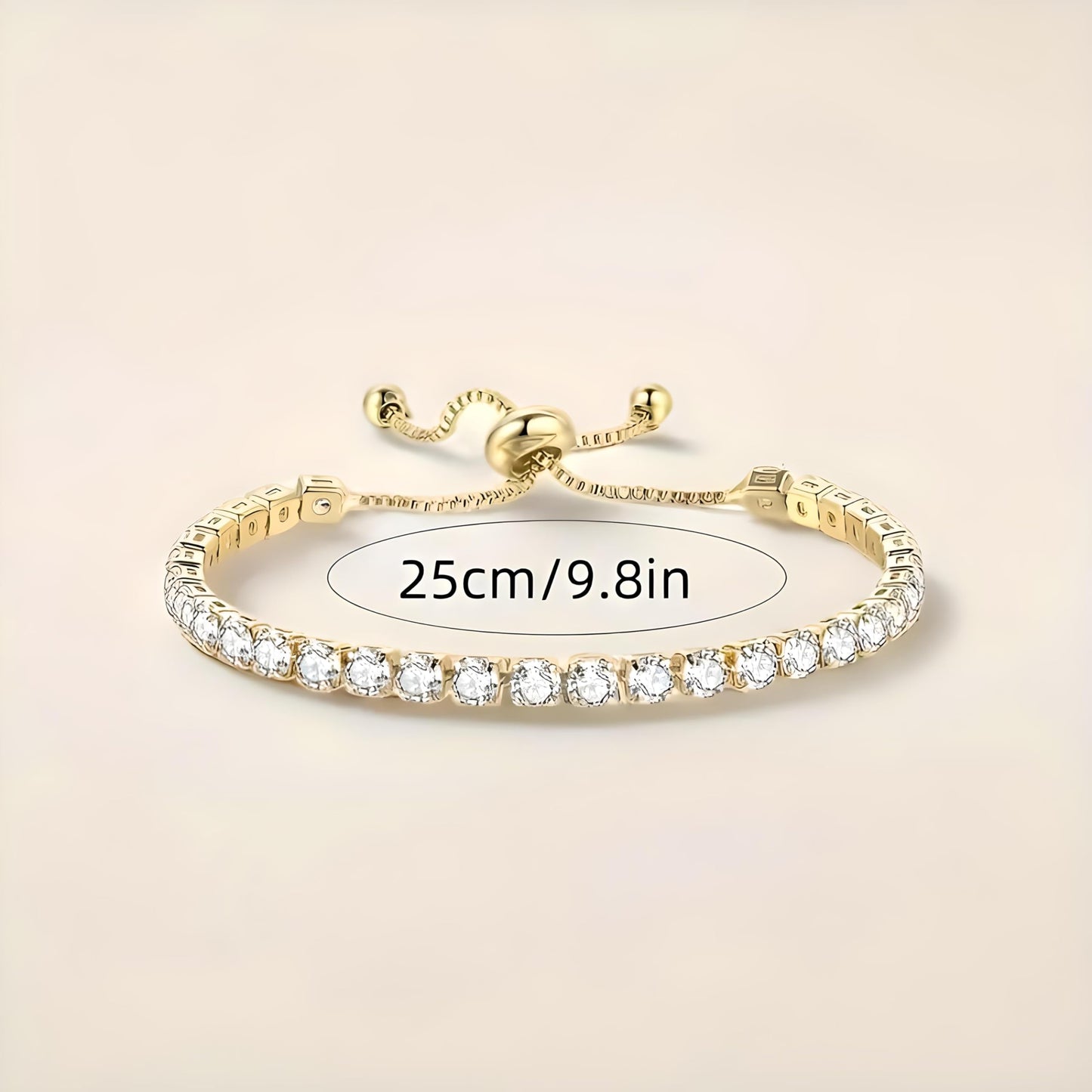 Gold Tennis Bracelet, Stretch Hand Jewelry for Women Men, Luxury Shiny (Simulated Diamond) - Christmas or Birthday Gift