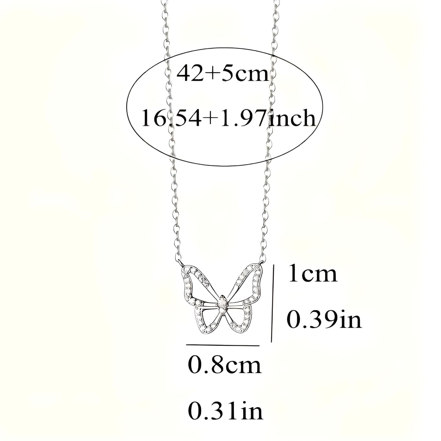 SUPAC Elegant Silver Butterfly Necklace with Delicate Rhinestone Diamonds, Neck Jewelry Ornament - Embellish Your Style, Perfect for Gifting!