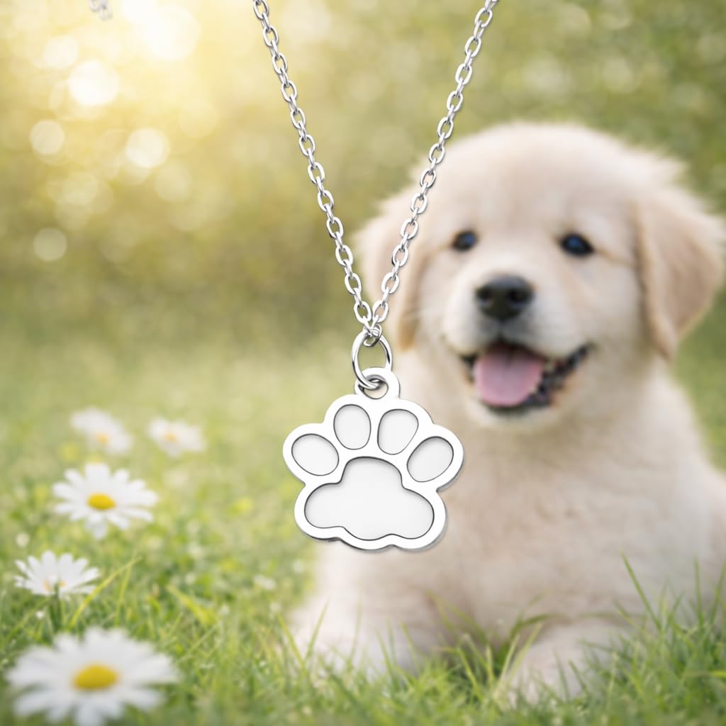 Elegant Animal Paw Print Necklace - Chic Gift for Pet Lovers, Simple Unplated Design - Christmas, Birthday Gift