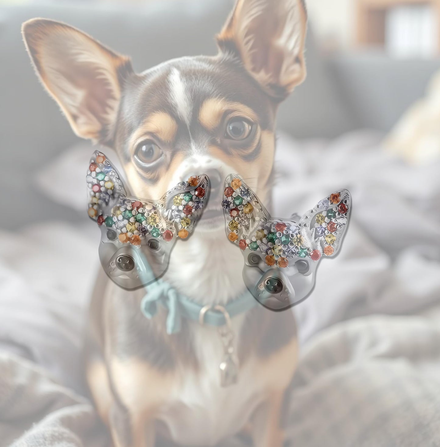 Dog Lovers' Earrings, Different Dog Breed Stud Earrings with Crystals, Rose Gold and Silver Tone - Party, Birthday, or Christmas Gift