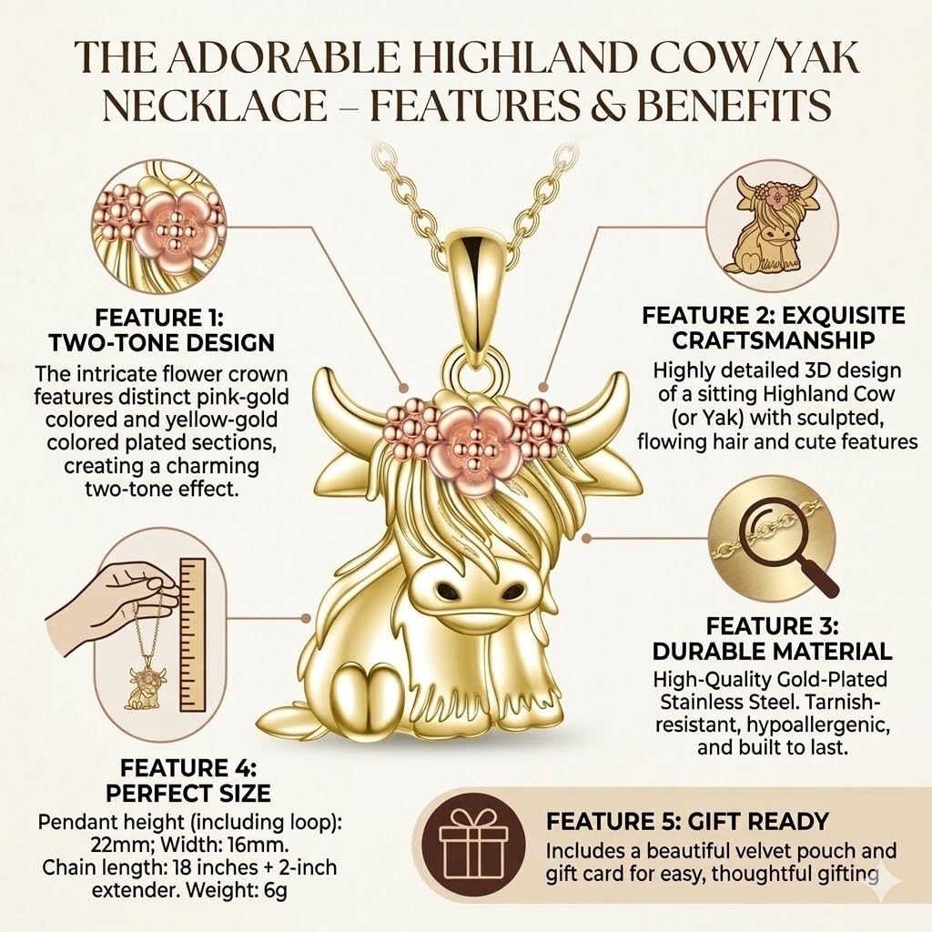 SUPAC Unique & Fashionable Cartoon Cow Necklace with Flower Pendant in White K