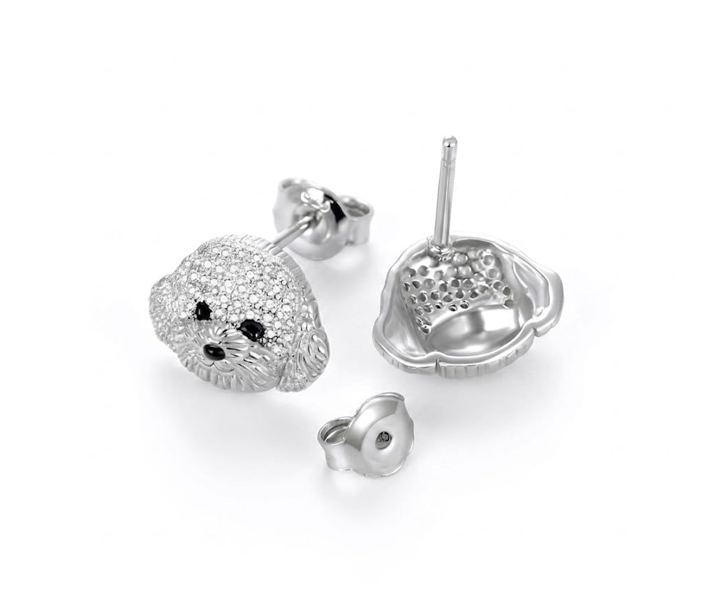 Dog Lovers' Earrings, Different Dog Breed Stud Earrings with Crystals, Rose Gold and Silver Tone - Party, Birthday, or Christmas Gift
