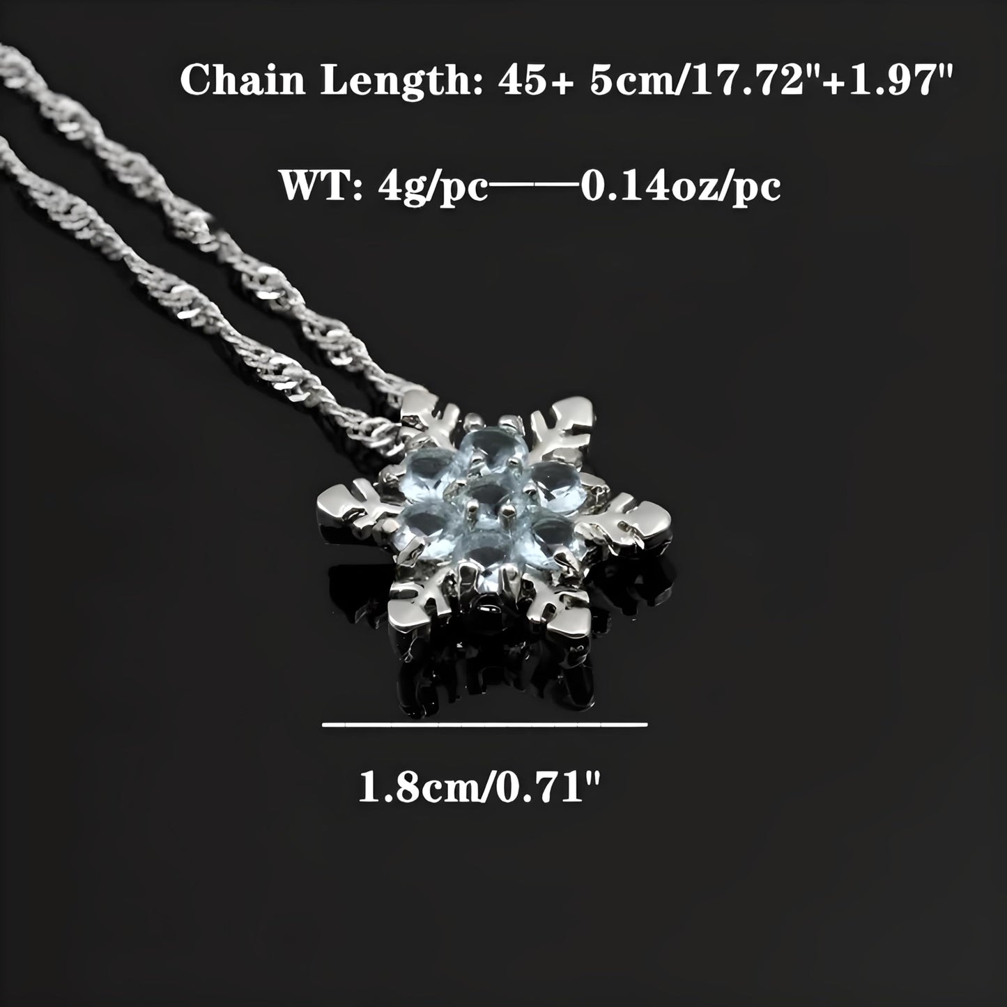 SUPAC Romantic Unique Elegant Blue Crystal Snowflake Flower Pendant Necklace Jewelry Gift- Christmas or Brithday Gift