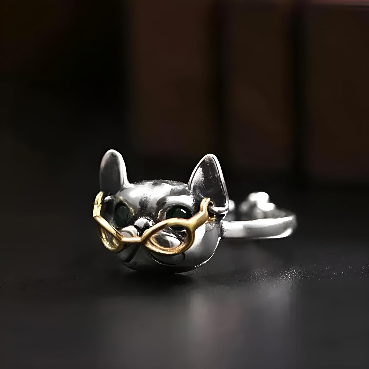 SUPAC Silver Cat Ring for Men or Women, Sleeping Kitty, Unique Zinc Alloy Design, Antique Silver Plating - Adjustbale Stainless Steel Silver Cat Ring - Christmas or Birthday Gift