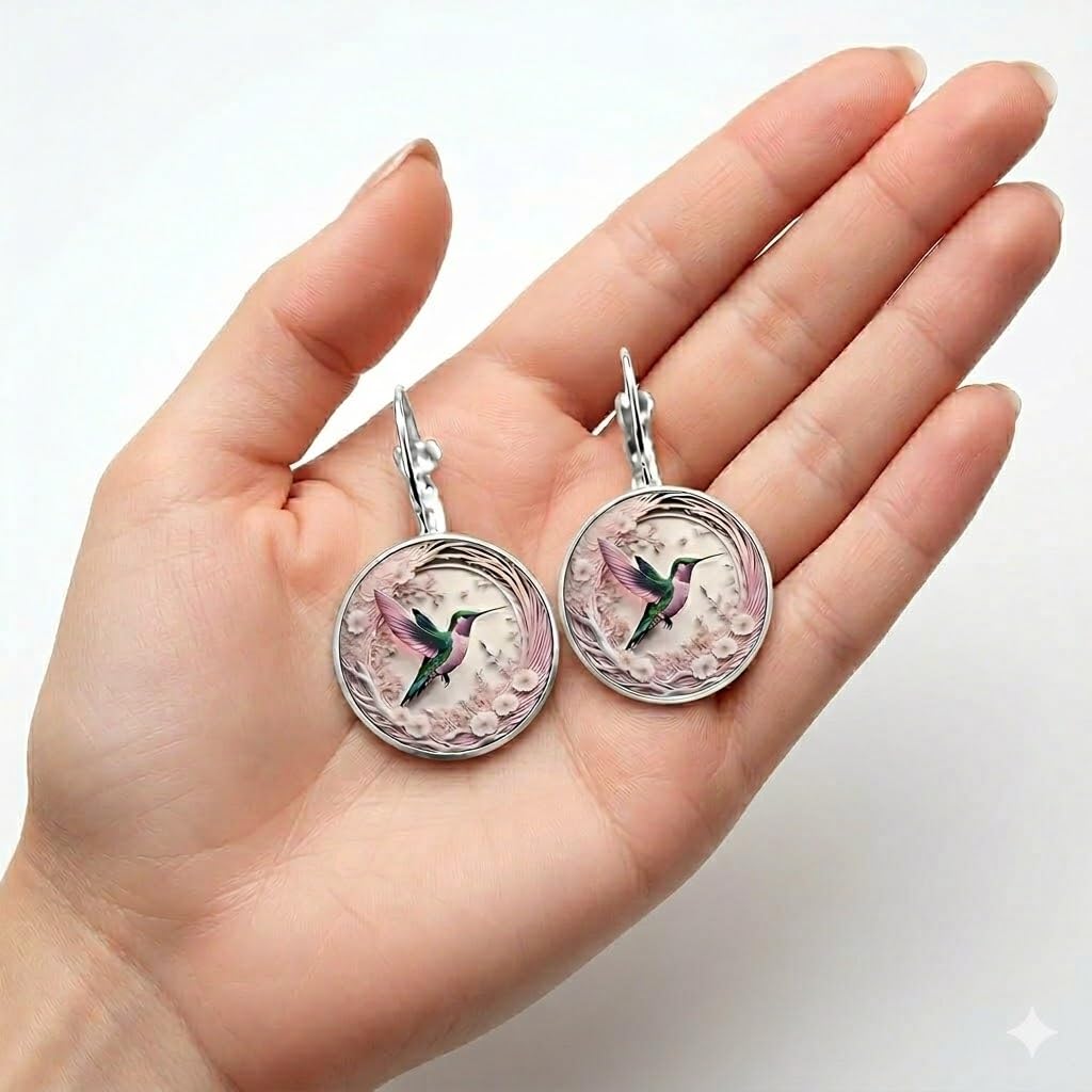 SUPAC Stunning Hummingbird Pendant Necklace - Two Humming Birds Searching for Flower - Fashionable Alloy Jewelry with Delicate Details - Birthday, Party, Gift Idea for Her